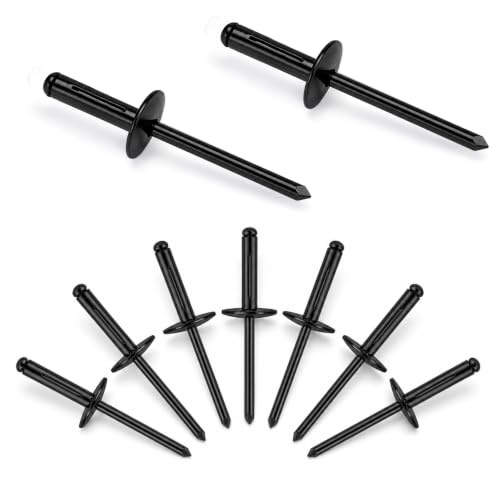 70 Piezas Remaches Ciegos de Aluminio,4.8 mm Pop Remaches de Cabeza Grande (4.8mm x 21mm |Negro) | para Automóviles Industrias, Kayak, Veleros Muebles