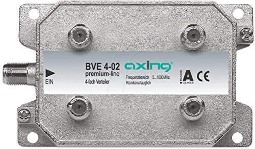 Axing BVE 4-02 Splitter 4 Vie, 5-1006 MHz partitore antenna con connettore F, per digitale terrestre e tv via cavo