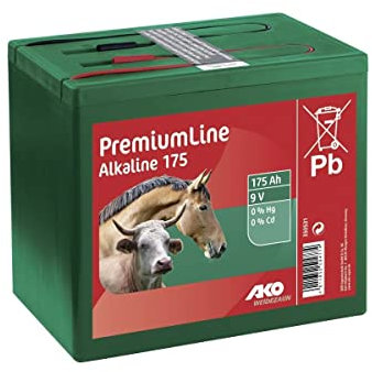 AKO Fencing Batteria alcalina 9 V, 175 Ah, alcalina, alimentazione per recinzioni, tensione costante, lunga durata
