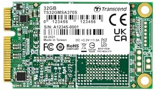 Transcend MSA 370 - Disco Duro sólido Interno SSD mSATA de 32 GB (Flash MLC, DRAM DDR3 Cache, SATA III 6 GB/s), Color Verde