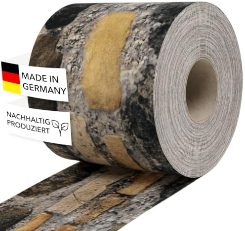 Zaundruck Sichtschutzstreifen Polyester - nachhaltiger Sichtschutz für Doppelstabmattenzaun - Motiv Windschutz 26 m x 19 cm - Sichtschutz-Rolle - Steinmix