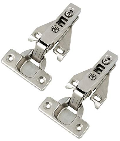 Probrico 1 Pair（2 Pack） Kitchen Cabinet Hinges for Face Frame Cabinet, Concealed Cabinet Hinges Brushed Satin Nickel with Mounting Screws