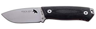 J&V Adventure Knives JV Cuchillo CHACAL Mini MICARTA Negra para Caza, Pesca, Supervivencia y Bushcraft Realizado en Albacete + Portabotellas de Regalo