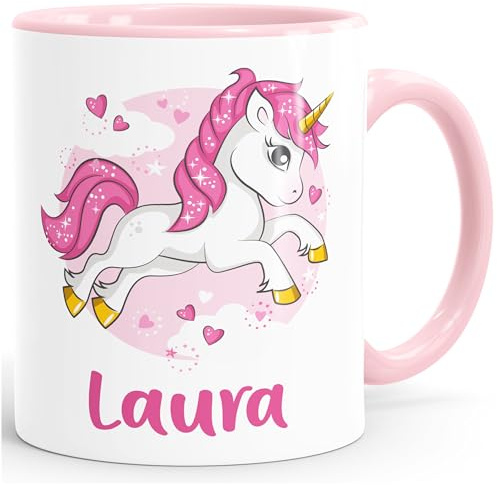 SpecialMe® Einhorn Namenstasse Unicorn personalisierte Kaffee-Tasse mit Namen persönliche Geschenke Rosa Keramik-Tasse