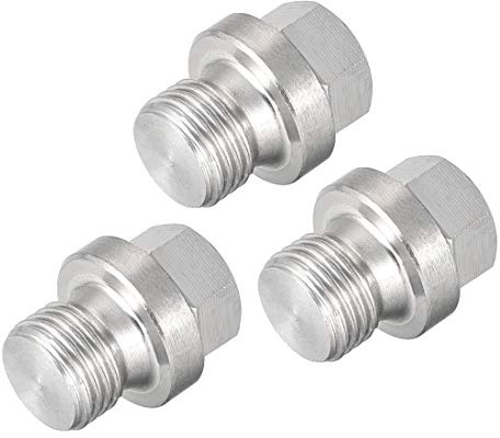 sourcing map M Außensechskantstecker 304 Edelstahl Vollgewinde Stopfen Rohrverschraubung M10 x 1, 3_Pack