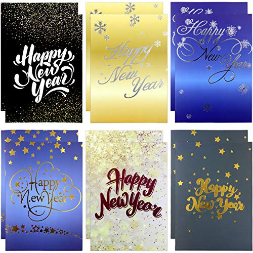 Fancy Land Happy New Year Cards with Envelopes 12 Holiday Greeting Cards Blank Inside