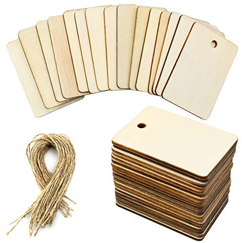 YapitHome Holz Anhänger, 50 Stück, Geschenkanhänger, Naturholz | Etiketten Tags, Mit Loch, Für Malerei, DIY Kunsthandwerk, Unvollendete Verzierungen