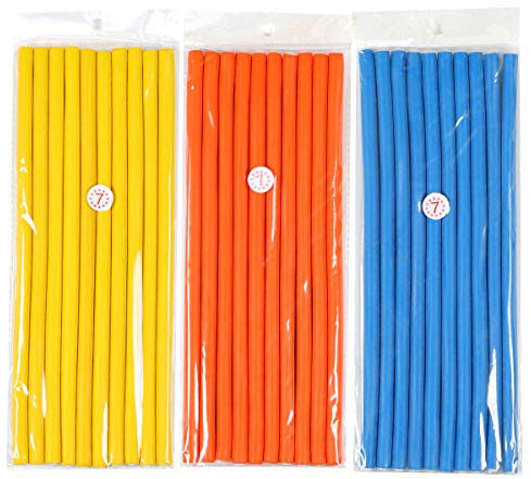 3Pack Flexible Twist-Flex Spiral Hair Curlers - Soft Foam No Heat Rollers for Long, Medium, Short Hair (Diameter 0.8cm, 30 Rods)
