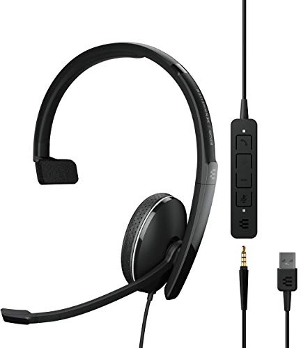 EPOS Sennheiser Adapt 130 USB-C II (1000917) – Kabelgebundenes einseitiges, UC-optimiertes Headset mit USB-C-Konnektivität – Überlegener Klang – verbesserter Komfort, Anrufsteuerung – Schwarz