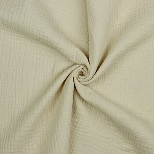 VmG-Store Double Gauze Musselin Stoff Tex zertifiziert Uni Meterware über 40 Farben 100% Baumwolle (028 I Beige, 200 x 135cm)