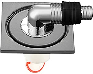 Edelstahl Bodenablauf 100x100mm Quadratisch Anti Geruch Badezimmer Boden Abfluss Bad Dusche Küche Badablauf Drainage Reinigen für Waschraum mit Abflussrohrverbindung (B)