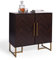 Spinningfield Dark Wood Sideboard - Storage Cabinet with Parquet Design Walnut Veneer - 2 Door Chevron Storage Unit w/Gold Handles & Legs - Buffet Cabinet For Living Room & Dining Room - York