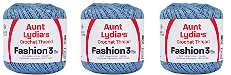 Aunt Lydia Fashion Warm Blue Crochet - 3-pack med 150/137 m - Bomull - Gauge 3 - Virkning