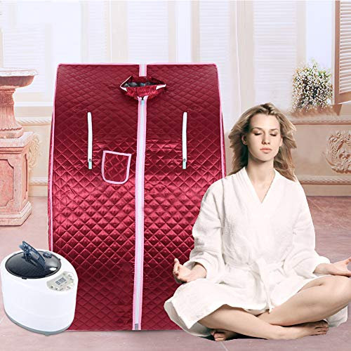 Sauna de vapor, Sauna de Infrarrojos 1000W Sauna Iinfrarroja Portable Sauna Terapéutica Caja de Sauna Infrared Sauna- 99x88x76 cm (Rojo)