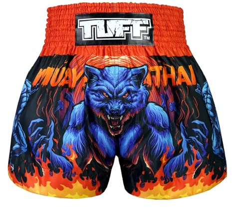 Tuff Sport Short de Boxe pour Muay Thai - Style Traditionnel - Short d'entraînement MMA - Kickboxing, Tuf-ms683-blu, Taille L