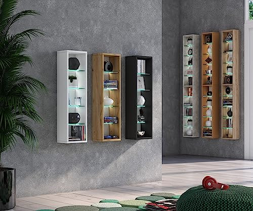 VCM Holzregal hängend | platzsparendes Regal | Maße: H. 152 x B. 21 x T. 14 cm | Elegantes Regal hängend | Aufbewahrungsregal | Bücherregal | Wandregal - Rasato XL