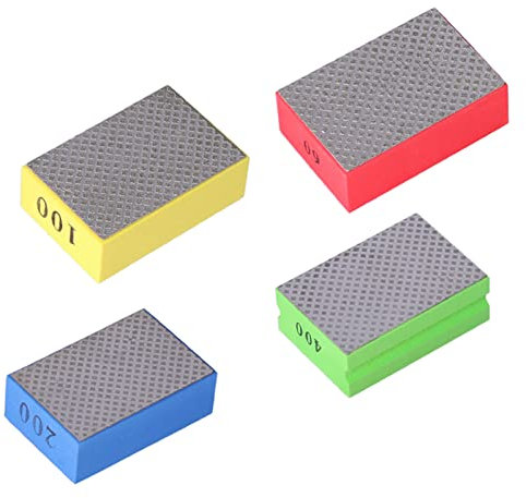 Diamant-Handpolierpads, 4 Stück, Diamant-Handpolierpads für Fliesen, Steintrimmen, Entgraten, Power-Polieren, Teile, Körnung 60#, 100#, 200#, 400#, Werkzeuge