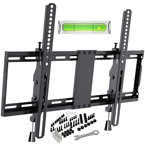 Support Mural TV pour Téléviseurs LCD LED Plasma Plats/Incurvé de 32 à 85 Pouces, Support Mural Inclinable avec Max VESA 600x400 mm Charge 50 kg Niveau à Bulle Incluses