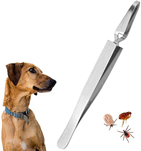 Pinza per Pinzette per Pulci e Pidocchi di Zecche con Acciaio Inossidabile Durevole Ad Alta Durezza, Facile da Usare, Adatta per Cani e Gatti