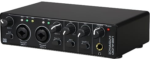 CHENTON Sound Card sound mixer Audio Mixer Sound Card voice changer device Audio Card live sound card USB Audio Interface Sound Card RHM 2 In 2 Out Audio Interface Sound Board with 48V Phantom Power