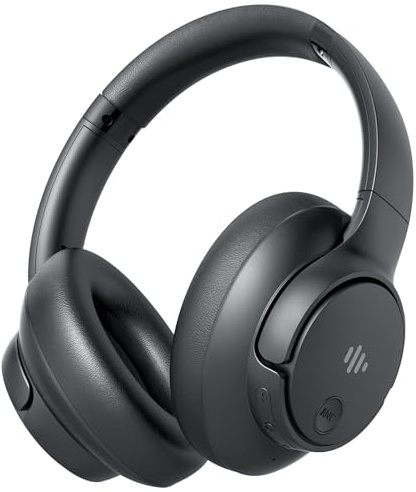 Eduiosma Active Noise Cancelling Headphones, Wireless Over Ear Bluetooth Headphones with Microphone, Transparency Mode, 70H Playtime, Hi-Res Audio, Deep Bass, Bluetooth 5.3, Lightweight Design,Black