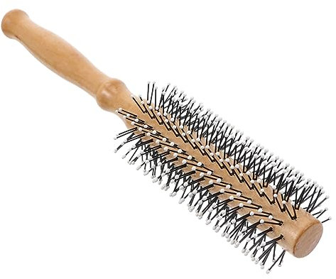 Housoutil 2pcs Wood round Hair Brush for Hairstyling Household Use Wood Handle Rolling Comb for Scalp Massage Styling Comb for Curly Hair