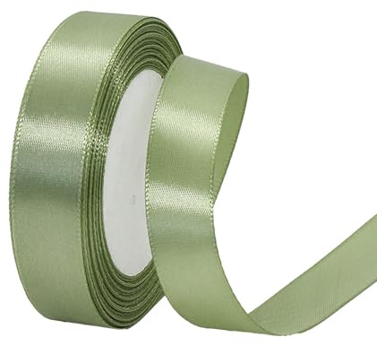 Nastro di raso spesso 20 mm per confezioni regalo, 22 m, colore verde salvia, per confezioni regalo, per palloncini, artigianato, bouquet, matrimoni, auto, regali, torte, decorazioni per feste di