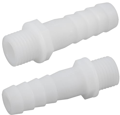 AERZETIX - Juego de 2 Racores Macho Acanalado Recto 1/4'' x Ø12mm para Atornillar - Rosca Exterior - Adaptador Conector Sistema Circuito de Irrigación Riego - en Poliamida - Color Blanco - C75000