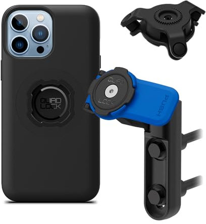 QUAD LOCK Bremszylinder-Klemmschale Handyhalterung für Motorrad mit Vibrationsdämpfer und MAG-Hülle für iPhone 13 Pro Max