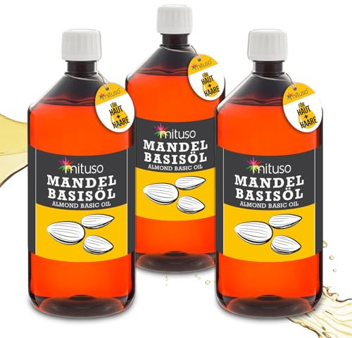 Mituso Mandel Basisöl süß, 3000 ml - vegan & gentechnikfrei | Haut- & Haarpflege, Aromatherapie, Basisöl für Massage & Naturkosmetik