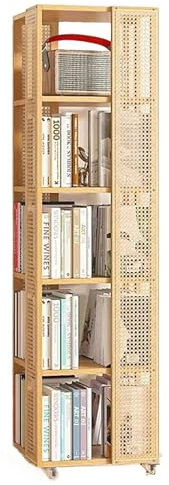 CTREVL Drehbares BüCherregal Home Bookcase Modernes 360° Drehbares Lagerregal, Bücherturm Freistehend, Bücherregal Holz für Kinder und Erwachsene, für Haus Wohnzimmer Studie Büro(Beige,40x165cm/15.7x6