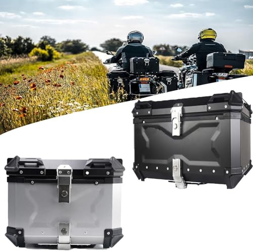 Topboxs Motorrad Reisen Motorradkoffer 100L Große Kapazität Aluminium Koffer Für Helmgepäck Top Boxes Für Roller Wasserdicht Top Boxes Fahrradkoffer(Silver)