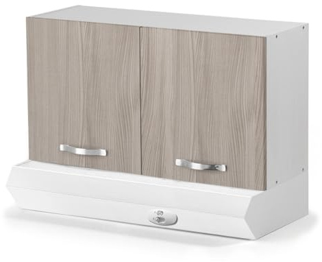 REDÒKASA Pensile per cucina componibile da 90 cm con due ante, realizzata in legno 100% MADE IN ITALY disponibile con o senza cappa (Cappa Bianca, Olmo)