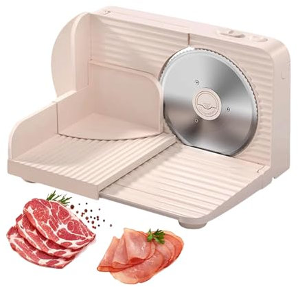 200W Electric Slicer for Meats, Deli Meats, Cheeses, Breads, 17cm Stainless Steel Serrated Blade, Adjustable Thickness 1-15mm, Foldable