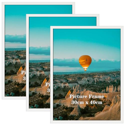 Vasemouh Bilderrahmen 30x40 cm, 3er-Set weiße Posterrahmen, ideal für Wandmontage, perfekt für große Fotos und Kunstwerke