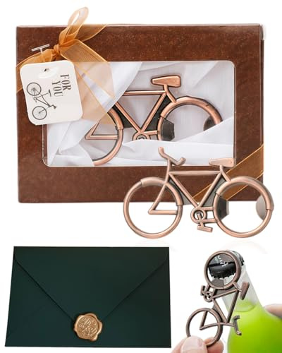 BARRU 1 pieza de abridor de botellas de bicicleta de acero inoxidable - práctico abridor de cerveza y sacacorchos, regalo ideal para él, marido, novio, padre y abuelo (con sobre)