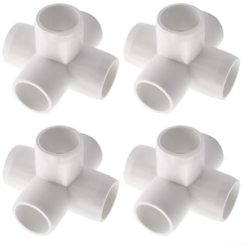 HEIBTENY Lot de 4 raccords de tuyau à 5 voies de 1 pouce - Accessoires en PVC pour clôtures de jardin, sauts de chien, serres et projets de bricolage