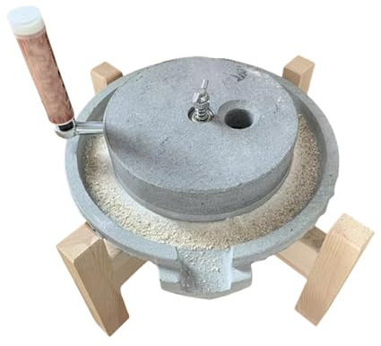 KOQENAG Household handmade lapis lazuli stone mill,Hand Grain Mill Grinder for Flour,Natural stone food mill,adjustable coarseness of grind manual mill for grinding cereals,wheat,almonds(20cm/7.9in)
