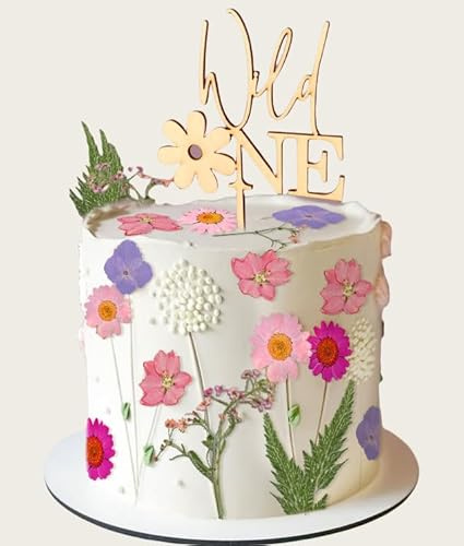 JeVenis Wildflower Cake Toppers Wild One Flower Cake Decor First Birthday Cake Toppers for Floral Wild One Birthday Party Decoration Supplies