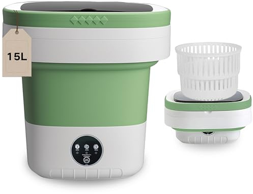 LGLRTD Lavatrice portatile, piccola lavatrice pieghevole da 15 litri con 3 modalità di pulizia per vestiti per bambini, biancheria intima, piccoli oggetti, mini lavanderia pieghevole aggiornata per