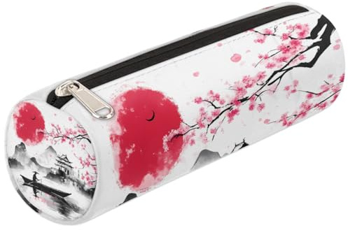 Mexpekil Chinese SRT Painting Cherry Blossoms Sun Boat Pencil Case for Girls Boys Stationery Pouch Organiser Small School Supply Bag for Students Office
