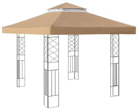 Cubierta de repuesto resistente para cenador con malla transpirable impermeable para exteriores para pabellón de jardín de 3 x 3 m, con agujeros de drenaje, color café (10 pies x 10 pies)