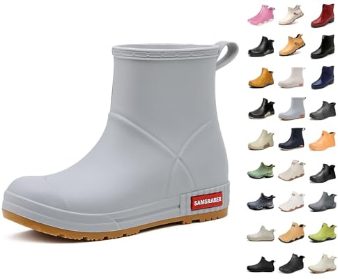 Generisch Botas de goma para mujer y hombre, impermeables, cortas y ligeras, para adultos y jóvenes, botas de jardín antideslizantes para exteriores, lluvia y nieve, botines de goma monocromáticos