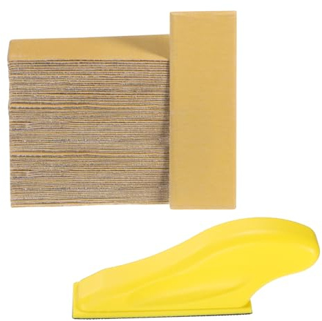sourcing map 70 piezas de papel de lija de grano 800, 3.5 x 1.2 pulgadas, hojas de papel de lija micro a mano, papel de lija húmedo y seco con herramienta de bloque de lijado para muebles de madera