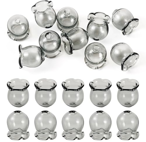 Bestewelry 10 pcs Campanula Flower Beads Cap Wind Bell Beads Floral Crystal Bead Cone for DIY Wind Chimes Earrings Jewelry Making, Gray