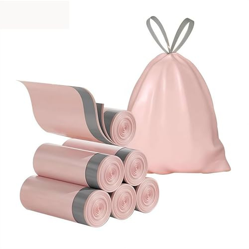 Kleine Müllbeutel mit Kordelzug, auslaufsichere Müllbeutel für Badezimmer, Schlafzimmer, Büro, Wohnheim, Mini-Müllbeutel für kleine Mülleimer, 100 Stück, Rosa