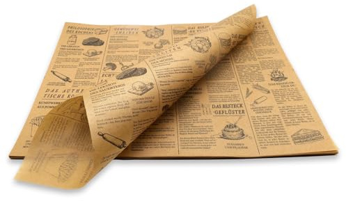 Deli Papierblätter, 100 Blätter 38 * 28 cm Wrap Papier, Pommes Papier für Korb, Einweg-Lebensmittelpapier für Brot, Sandwich und Pommes Frites