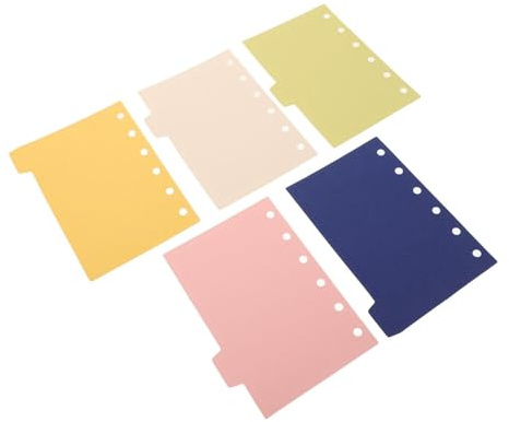 Healvian Lot de 5 Intercalaires à Onglets A7 pour Classeur, Séparateurs Perforés en Papier, Compatibles Cahiers à Feuilles Mobiles, Accessoire Bureau pour Organisation et