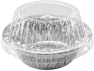 Durable Packaging Disposable 5 3/4 Aluminum Foil Extra Deep Meat Pot Pie Pan with Clear Snap on Lid - Round Oven Safe Baking Tins (Pack of 25)