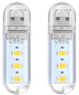 LEDMOMO 2PCS mini bewegliches helles 3 LED-Nachtlicht USB-Lampe , Polykarbonat (warmes Weiß)